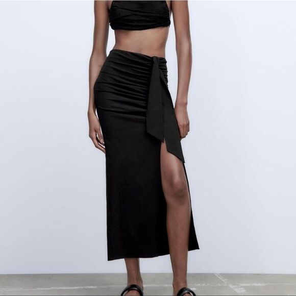 ZARA BLACKβBOW TIE SKIRT - Picture 5 of 12